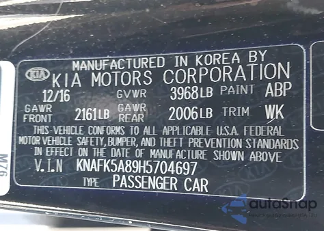 2017 Kia Forte Lx z USA, uszkodzony, nr VIN KNAFK5A89H5704697